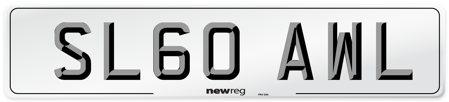 SL60 AWL Number Plate from New Reg